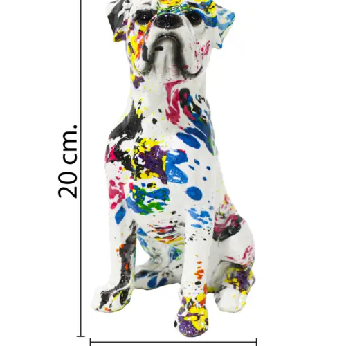 Perro de poliresina multicolor de 12.5x9x20cm