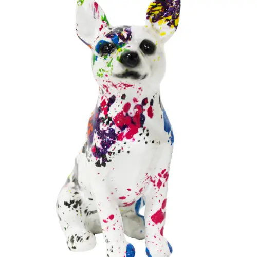 Perro de poliresina multicolor de 12×6.5×15.5cm