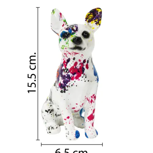 Perro de poliresina multicolor de 12×6.5×15.5cm