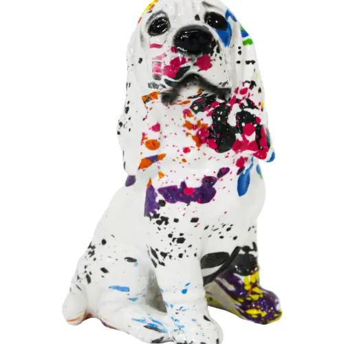 Perro de poliresina multicolor de 9×8.5x15cm