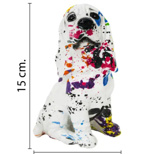Perro de poliresina multicolor de 9×8.5x15cm