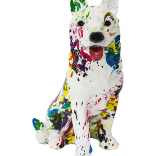 Perro de poliresina multicolor de 19×10.5x20cm