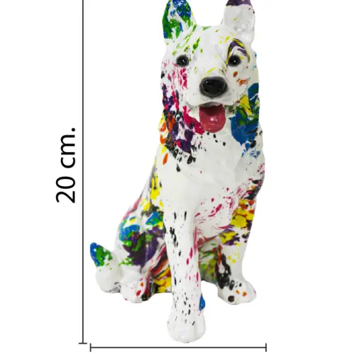 Perro de poliresina multicolor de 19×10.5x20cm