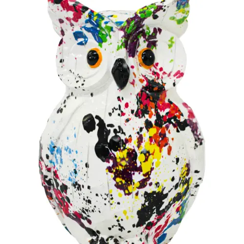 Búho de poliresina multicolor de 12×9.5×19.5cm