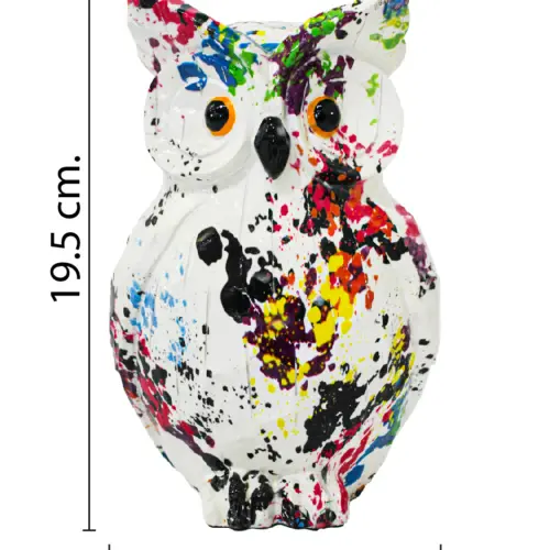 Búho de poliresina multicolor de 12×9.5×19.5cm