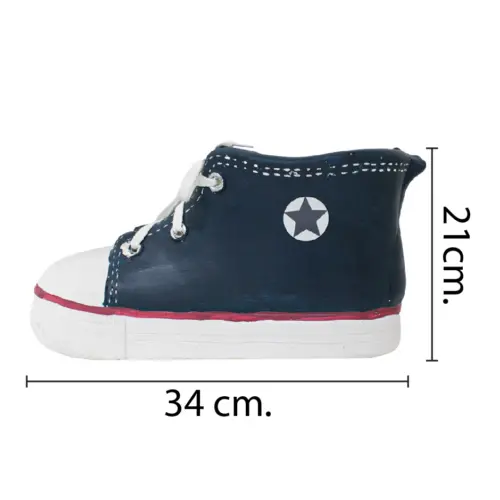 Maceta de poliresina diseño tenis azul de 34x16x17cm