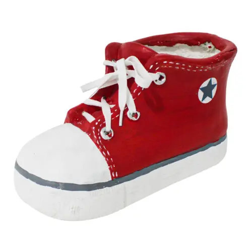 Maceta de poliresina diseño tenis rojo de 34x16x17cm
