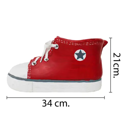 Maceta de poliresina diseño tenis rojo de 34x16x17cm