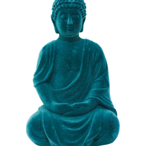 Buda de poliresina azul turquesa de 8×7.5x13cm