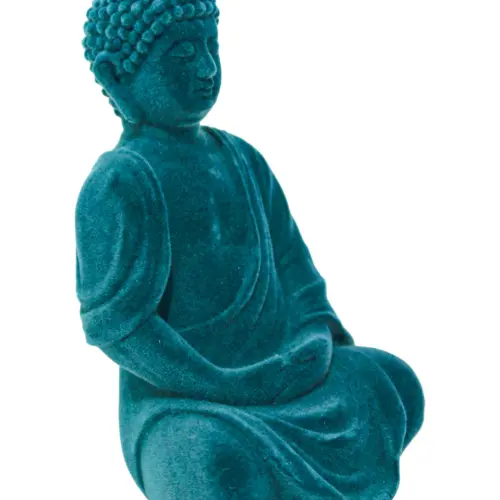 Buda de poliresina azul turquesa de 8×7.5x13cm