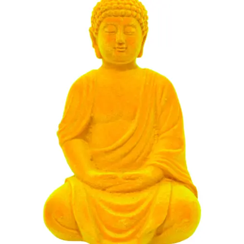 Buda de poliresina amarillo de 8×7.5x13cm
