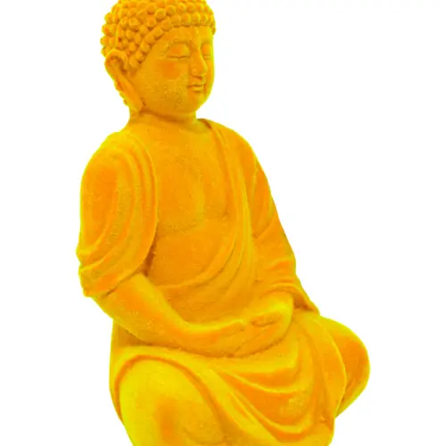 Buda de poliresina amarillo de 8×7.5x13cm