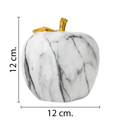 Manzana de poliresina diseño mármol con dorado de 12x12x12cm
