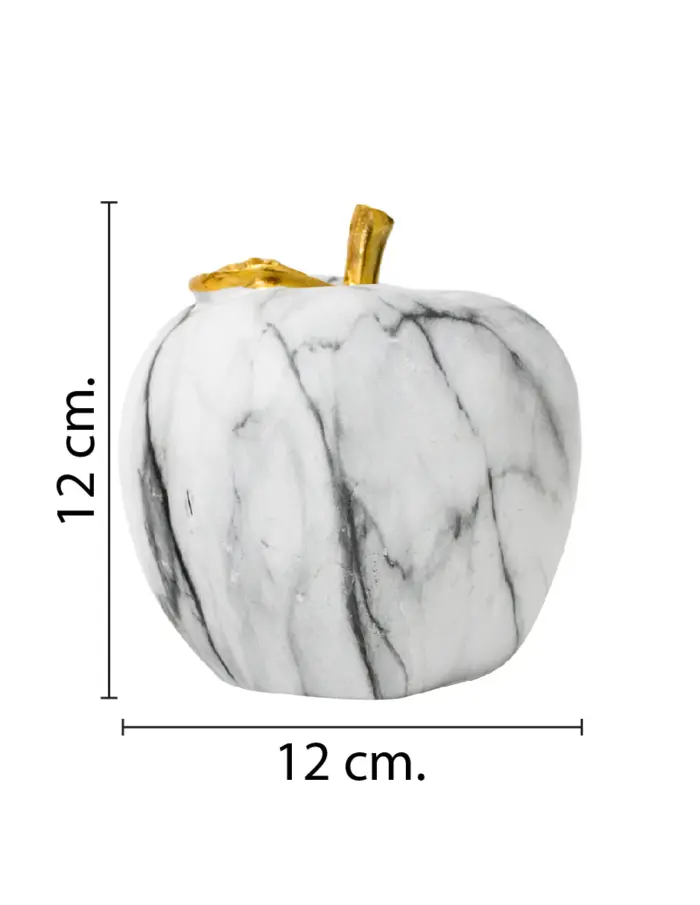 Manzana de poliresina diseño mármol con dorado de 12x12x12cm - Image 2