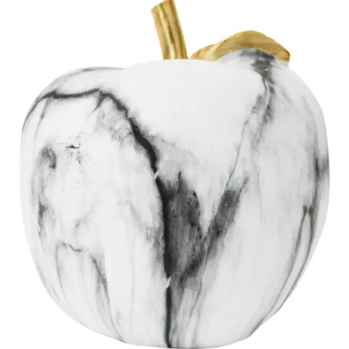 Manzana de poliresina diseño mármol con dorado de 13.5×13.5×14.7cm