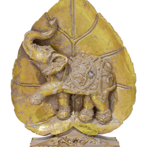 Elefante de poliresina en hoja dorada de 15.2×4.5×20.8cm