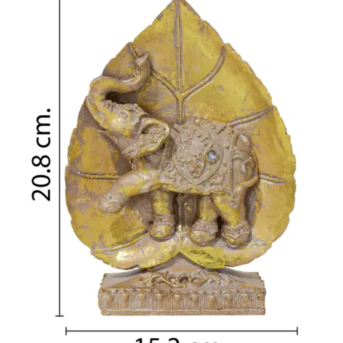 Elefante de poliresina en hoja dorada de 15.2×4.5×20.8cm