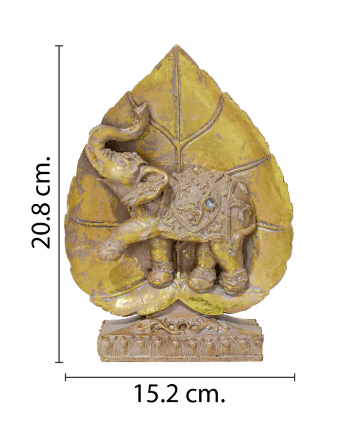 Elefante de poliresina en hoja dorada de 15.2x4.5x20.8cm - Image 2