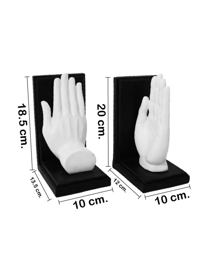 Portalibros de poliresina diseño manos blancas de 13.5x10x18.5 12x10x20cm - Image 2