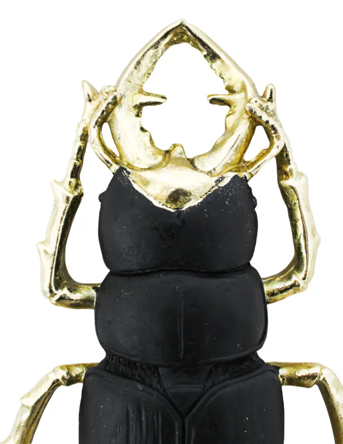 Escarabajo de poliresina negro con dorado de 26.5x15x4.5cm - Image 2