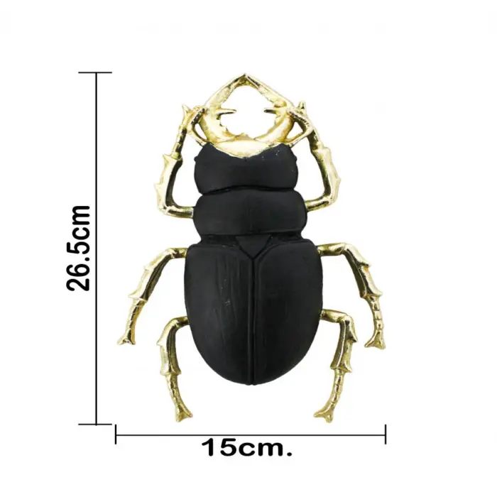 Escarabajo de poliresina negro con dorado de 26.5x15x4.5cm - Image 3