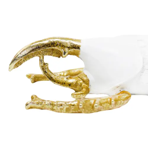 Escarabajo de polireisna blanco con dorado de 25×14.5×15.5cm
