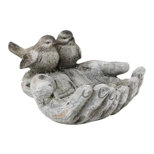 Pajaritos en mano de poliresina de  34.5×30.5x19cm