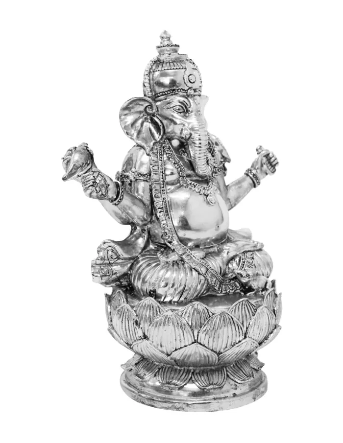 Ganesha de poliresina plateada de 16x11x22cm - Image 2