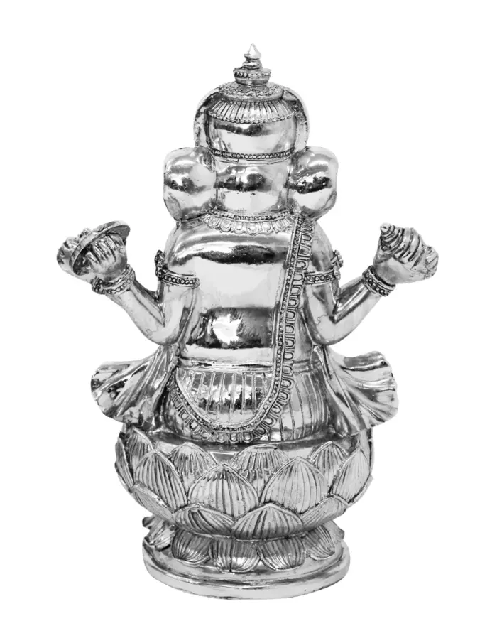 Ganesha de poliresina plateada de 16x11x22cm - Image 3
