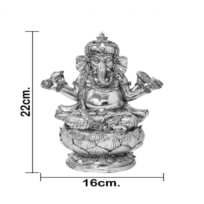 Ganesha de poliresina plateada de 16x11x22cm - Image 5