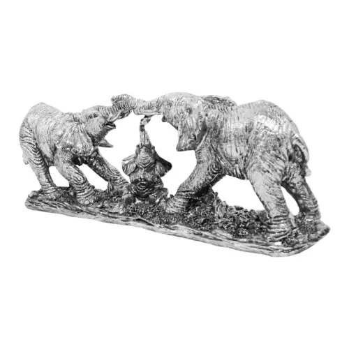 Elefantes de poliresina plateados de 29×6.5×10.5cm
