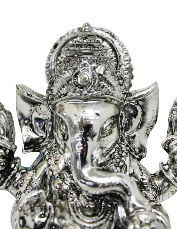 Ganesha de poliresina plateada de 8x8x9.5cm - Image 4