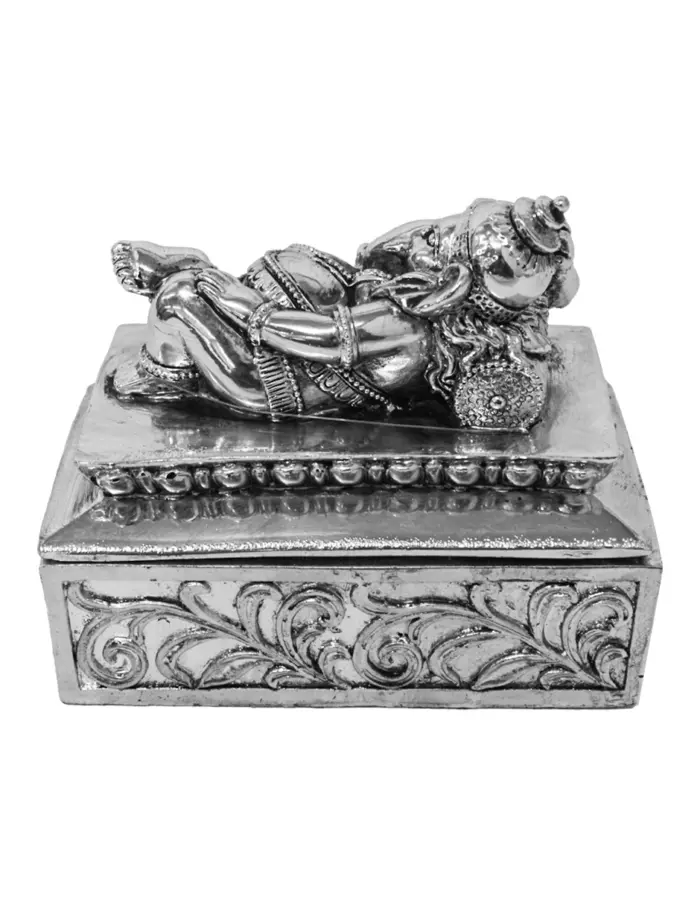 Caja de poliresina con Ganesha recostada plateada de 14.5x8.3x12.5cm - Image 4