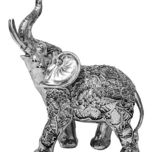 Elefante de poliresina plateado de 20x10x25.5cm