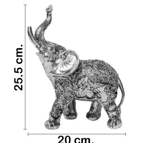 Elefante de poliresina plateado de 20x10x25.5cm