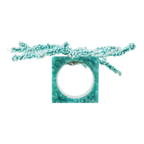 Juego de 4 servilleteros cuadrados de resina aqua diseño corale de 5x3x10cm