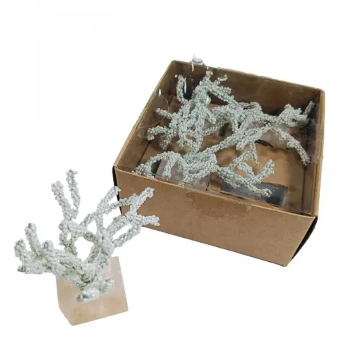 Juego de 4 servilleteros cuadrados de resina blanca diseño corale de 5x3x10cm