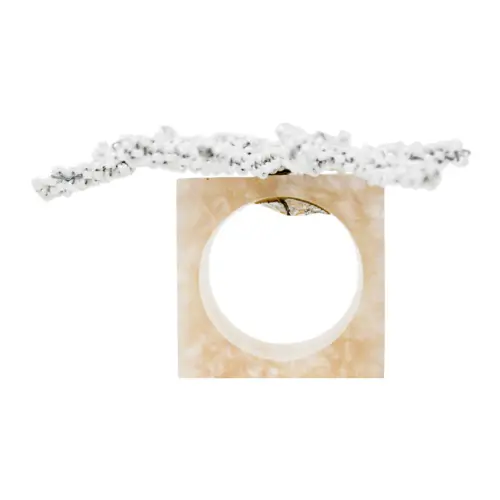 Juego de 4 servilleteros cuadrados de resina blanca diseño corale de 5x3x10cm