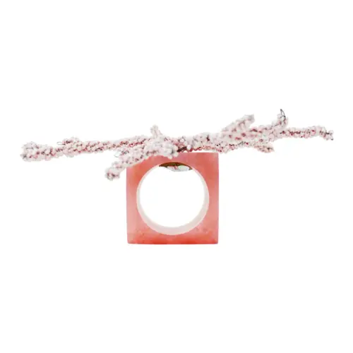 Juego de 4 servilleteros cuadrados de resina rosa claro diseño corale de 5x3x10cm