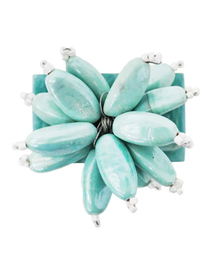 Juego de 4 servilleteros cuadrados de resina aqua diseño flor de 5x3x8cm - Image 3