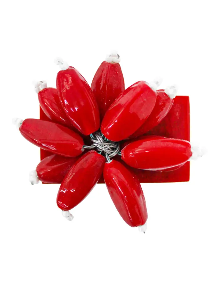 Juego de 4 servilleteros cuadrados de resina rojos diseño flor de 5x3x8cm - Image 3