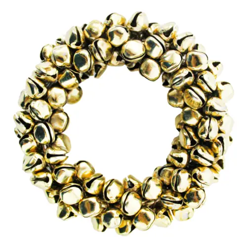 Juego de 4 servilleteros de cascabeles de metal dorados de 7.5cm