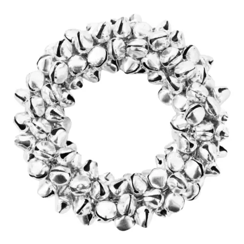 Juego de 4 servilleteros de cascabeles de metal plateados de 7.5cm