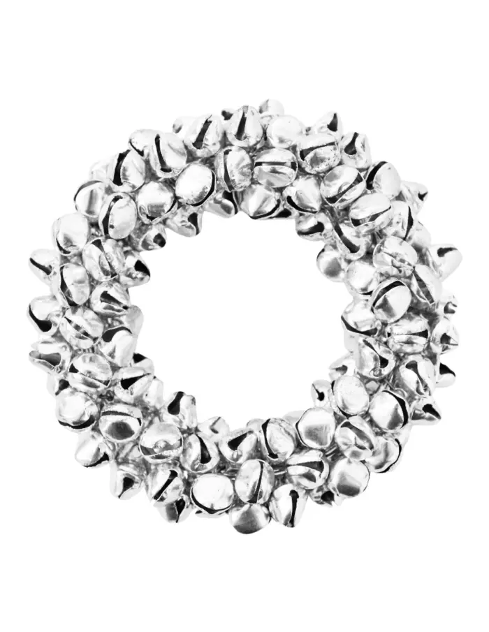 Juego de 4 servilleteros de cascabeles de metal plateados de 7.5cm - Image 2