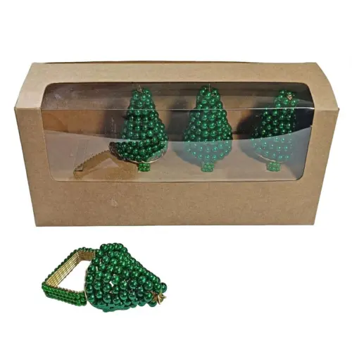 Juego de 4 servilleteros diseño árbol verde de 5x10cm