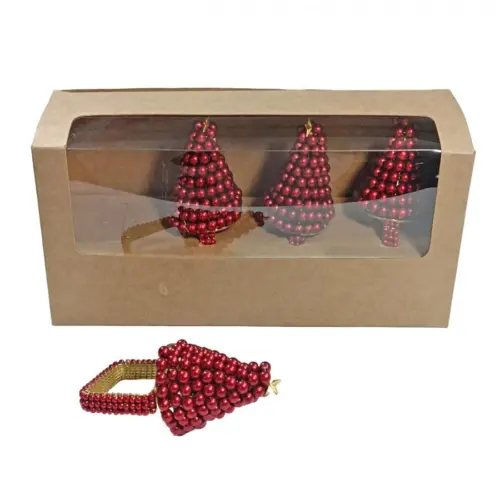 Juego de 4 servilleteros diseño árbol rojo de 5x10cm