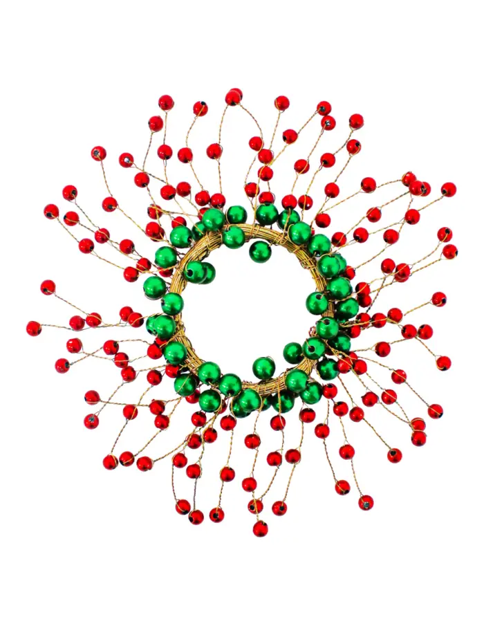 Juego de 4 servilleteros con cuentas rojas y verdes de 6cm - Image 2
