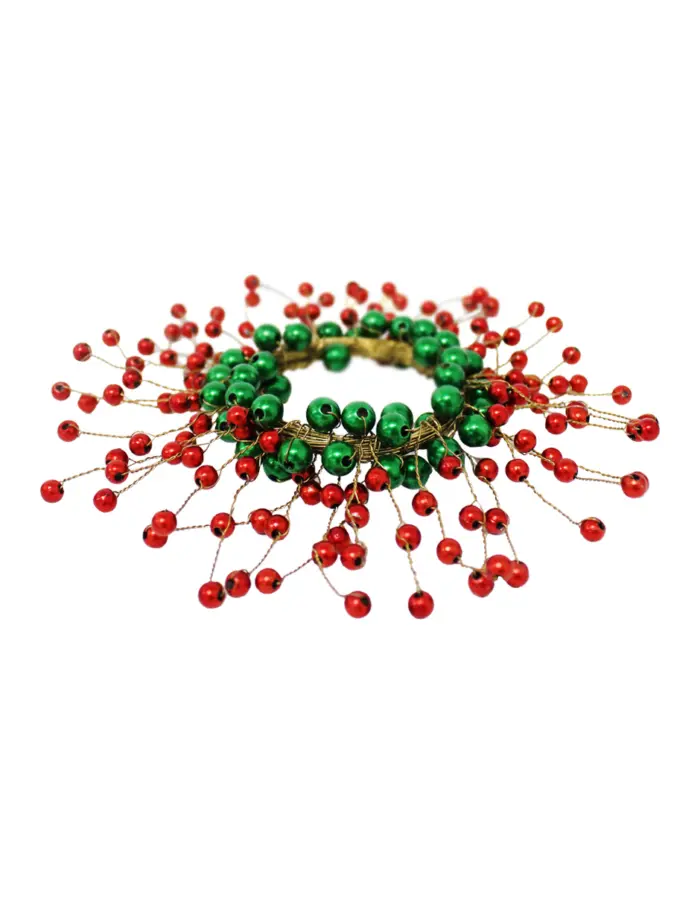 Juego de 4 servilleteros con cuentas rojas y verdes de 6cm - Image 3