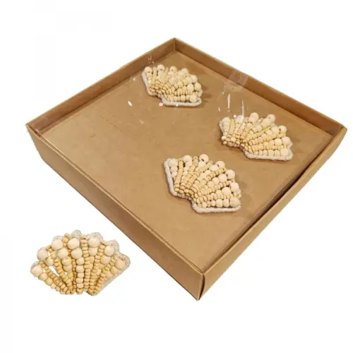 Juego de 4 servilleteros diseño concha natural de 8x4cm