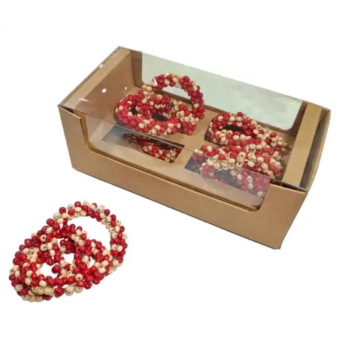 Juego de 4 servilleteros con cuentas rojas de 7cm